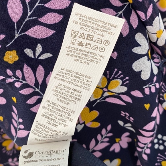 Boden Blossom Dress. Purple Navy Floral Sheer Long Sleeves. Size 16/18R. - Picture 11 of 12